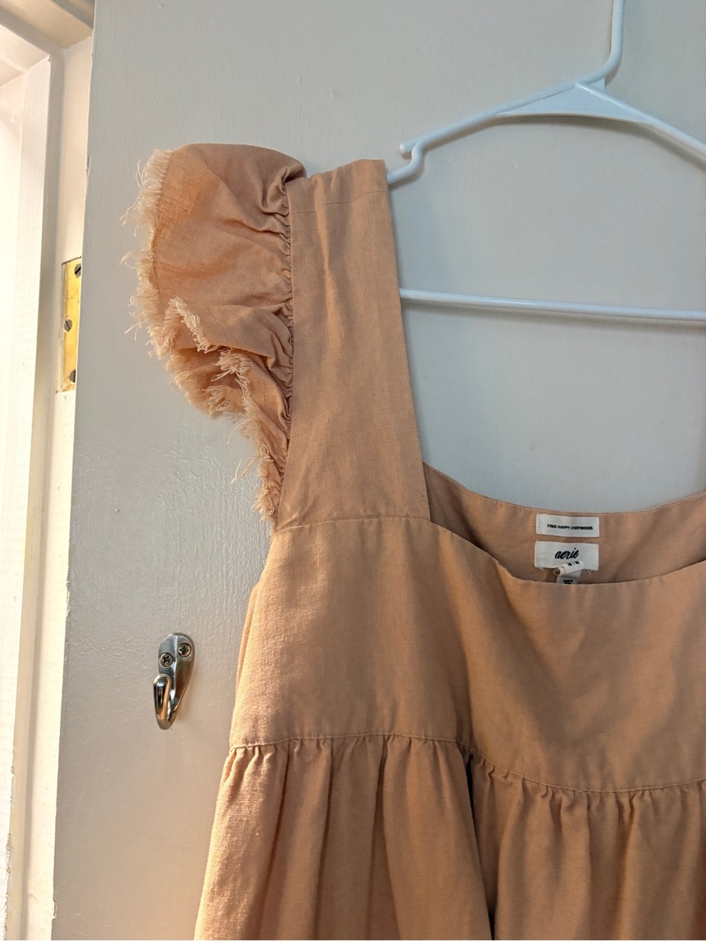 Aerie Ruffled Babydoll Mini Dress in Blush - Picture 5 of 7